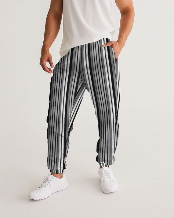 Grey Black Stripes Men Track Pants Zip Pockets Quick Dry Mesh Lining Lightweight Festival Elastic Waist Windbreaker Joggers Bottoms Etsy Ireland