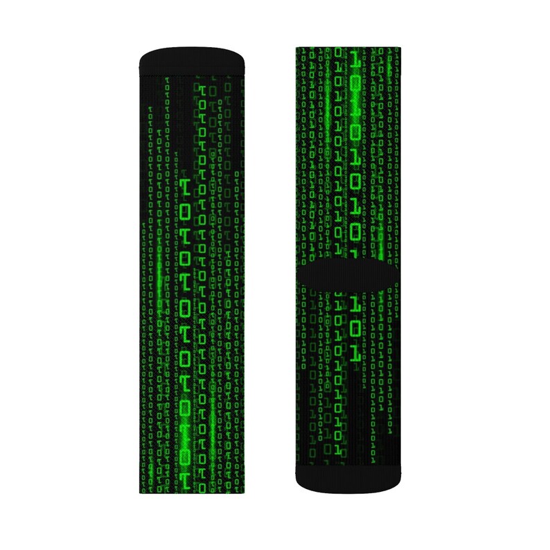 Computer Digital Socks, 3D Printed Sublimation Green Binary Code ...
