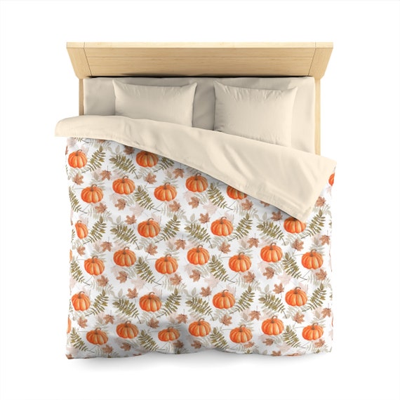 Kürbis Bettbezug, Herbst Herbst Blätter Orange Bettwäsche Queen King Full Twin XL Mikrofaser Designer Bett Quilt Schlafzimmer Dekor