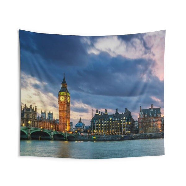 London Big Ben Tapestry, England Landscape Indoor Wall Aesthetic Art Hanging Large Small Decor Home College Dorm Room Gift