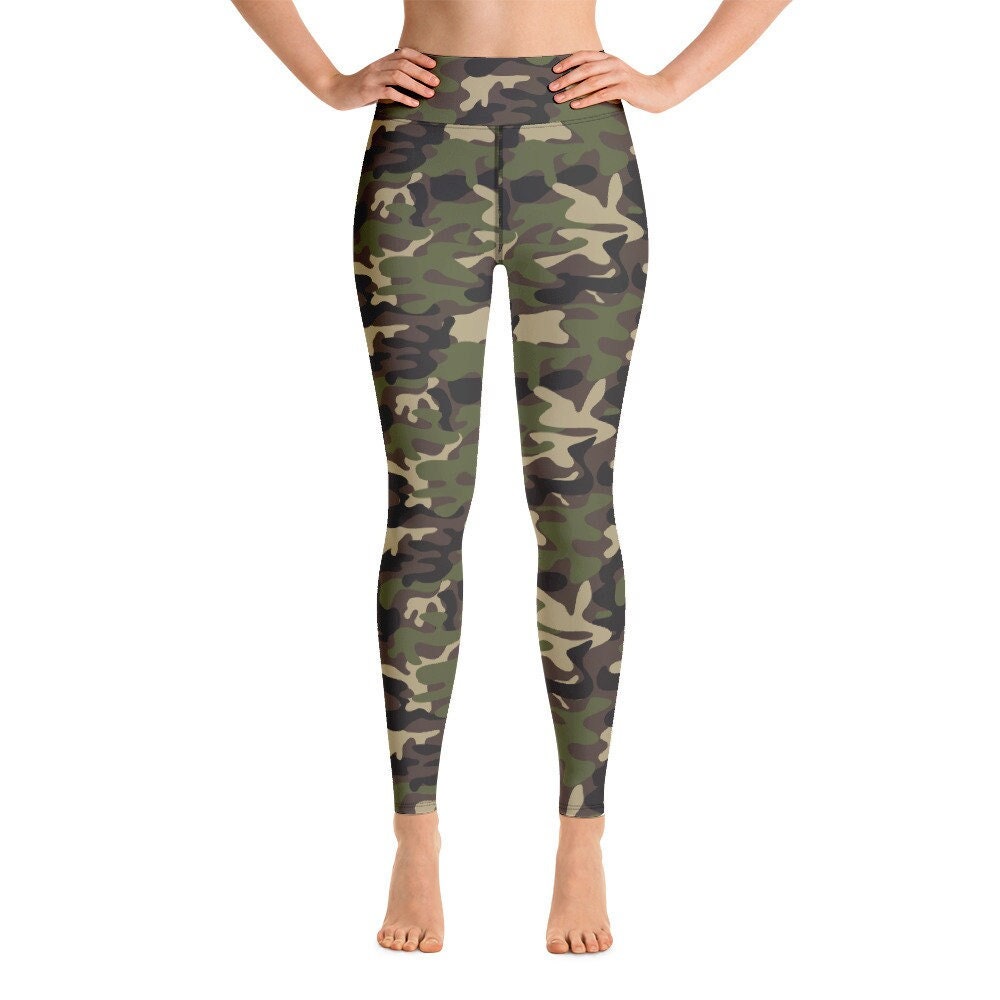 Green Camo Yoga Leggings Women, Army Camouflage High Waisted Pants Cute  Printed Workout Running Gym Designer Tights -  Canada