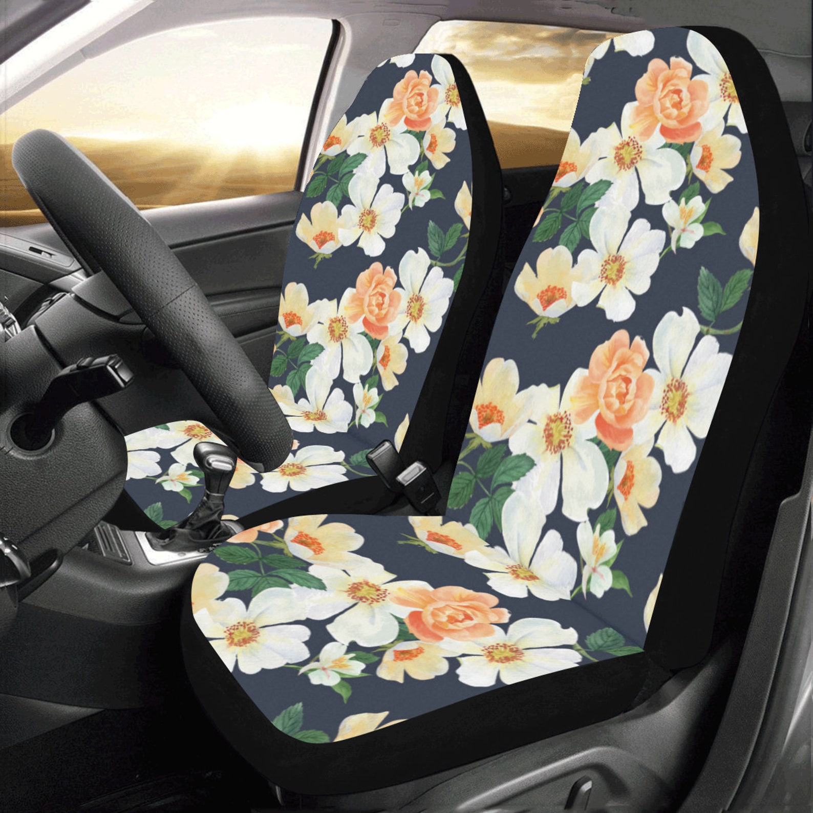 Cute Flowers Car Seat Covers 2 Pc Floral Pretty Tropical - Etsy