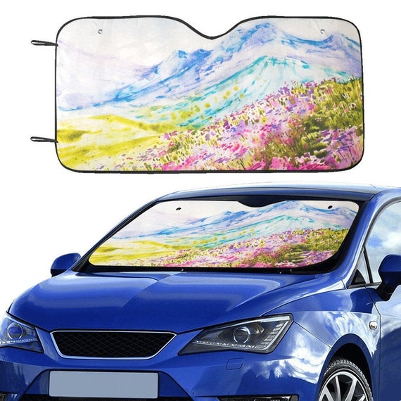 Buy Mountain Windshield Car Sun Shade Flowers Floral Watercolor