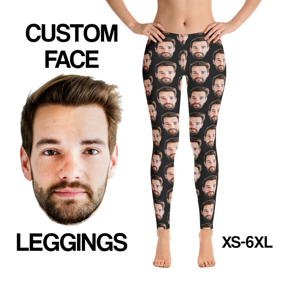 Custom Photo Face Leggings, Personalized Dog Cat Pet Boyfriend