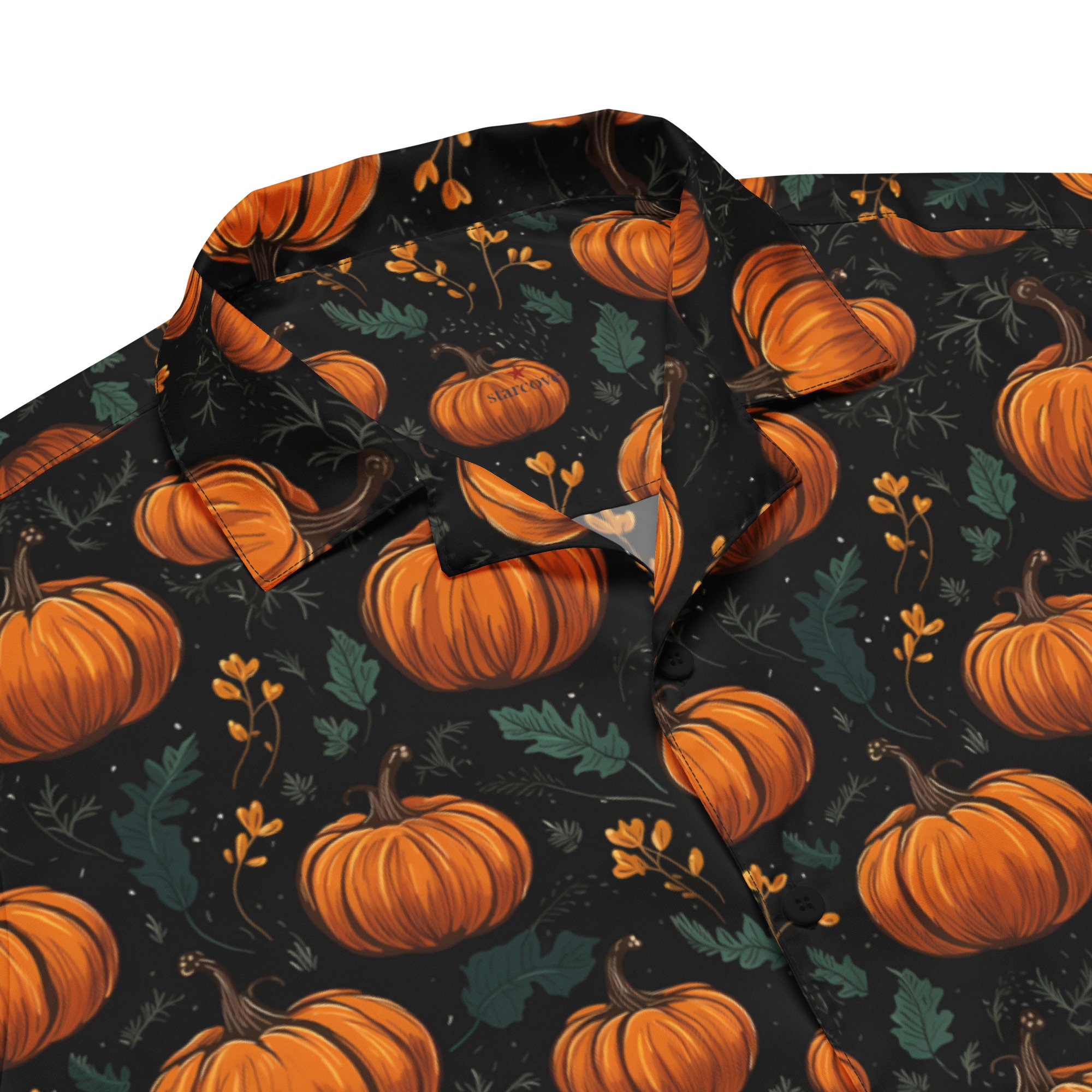 pumpkin dress shirt Men's Tipsy Elves Pumpkin Button Up Shirt XLarge Black
