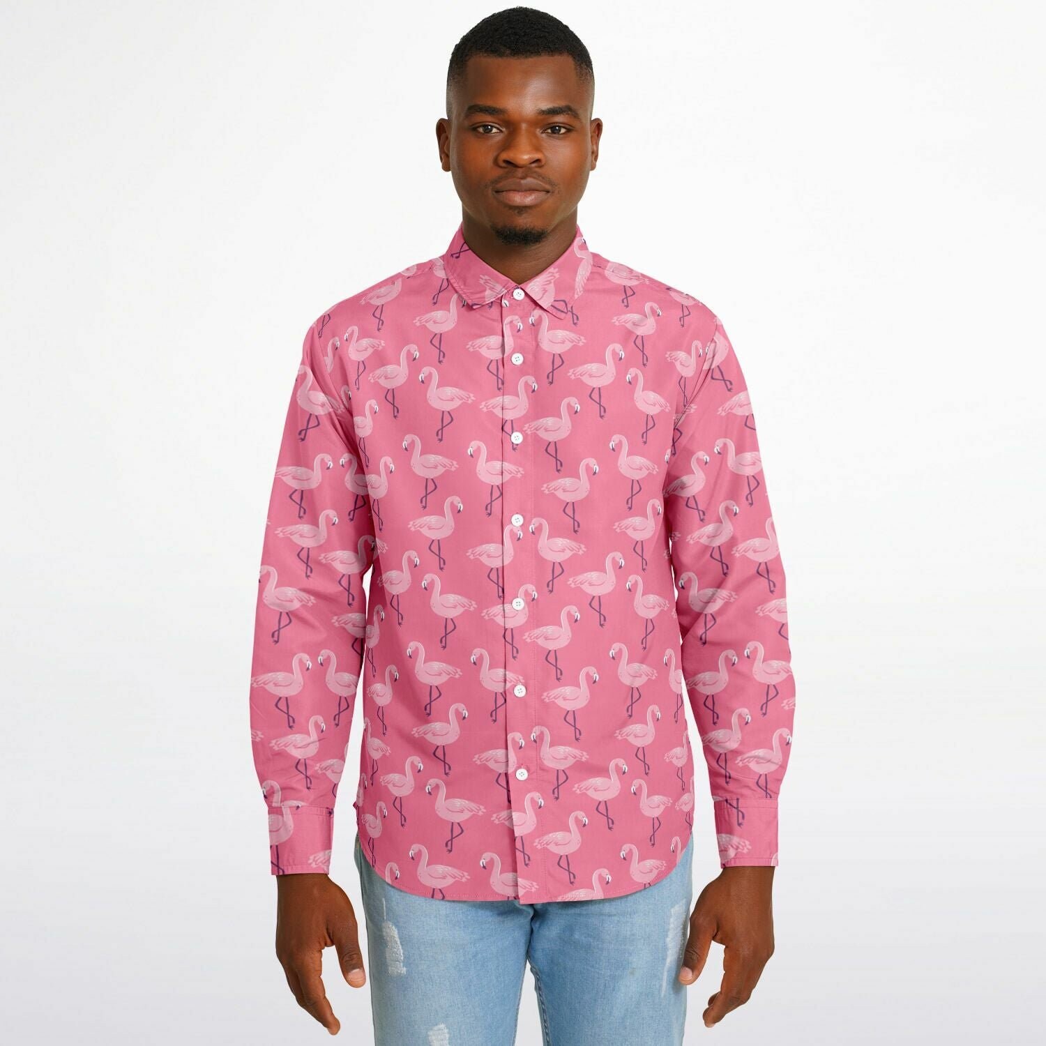 flamingo dress shirt Mens Full Sleeve Flamingo Shirt  Casual Resort Wear for Vacations XXL