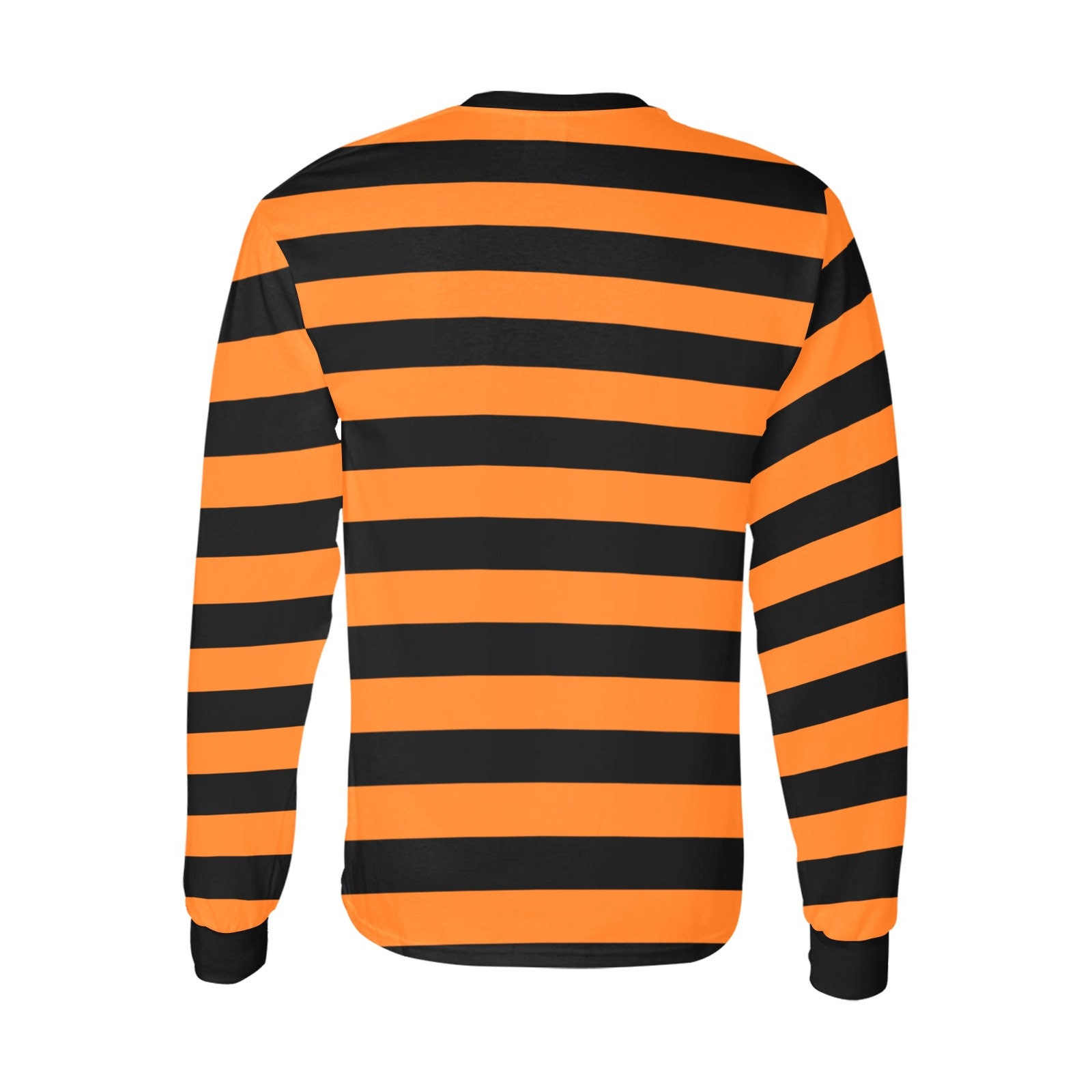Black and Orange Striped Men Long Sleeve Tshirt, Graphic Black and Orange Striped Men Long Sleeve Tshirt, Graphic