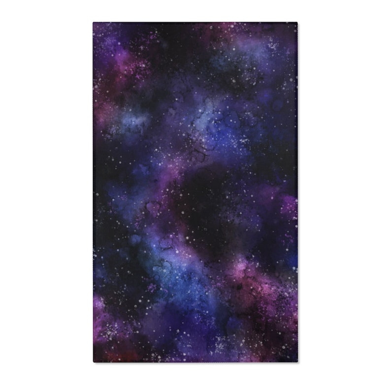 Galaxy Space Area Rug Carpet, Stars Universe Blue Dark Purple Home Floor Decor Boho Chic Kids Room Interior Design Washable Accent Patio Rug image 1