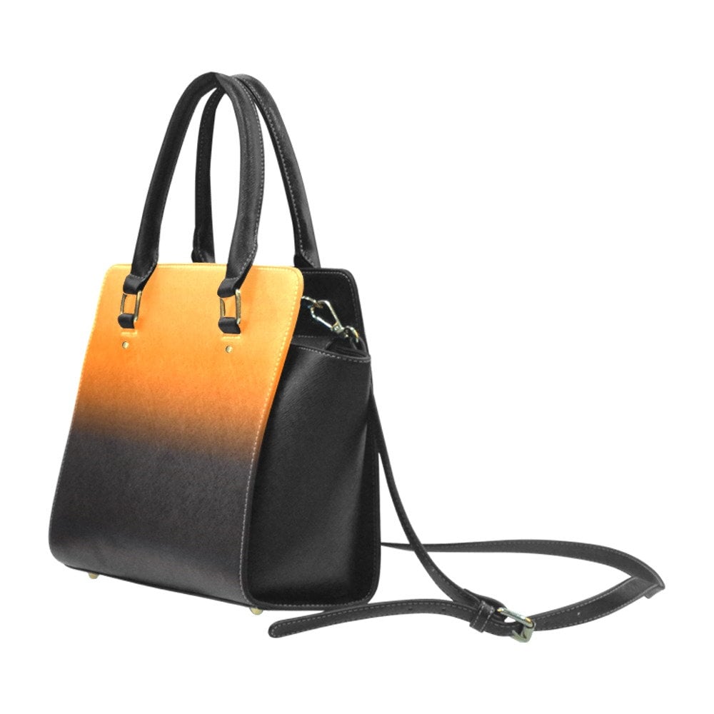 Orange Black Ombre Purse Handbag, Gradient Cute Tie Dye Vegan