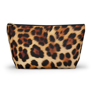 Leopard Print Pouch Bag, Animal Cheetah Canvas Travel Wash Makeup Toiletry Bath Organizer Zip Cosmetic Accessory Large Small Zipper