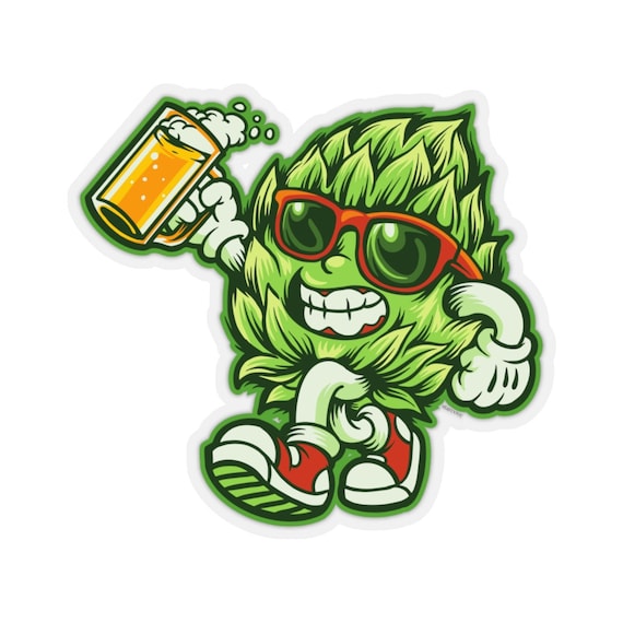 Hop Head Pilsner Beer Vinyl Decal - 4.7x3.3" Craft Brew Bumper Sticker, Green & White - View #4