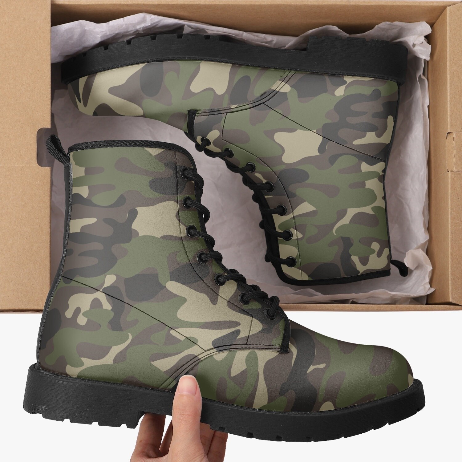 Solo Black and Green Combat Boots Green & Black Dealer Boot | Solovair | Handmade in England  main image 2