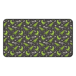 Dinosaurier Schreibtischmatte, Dino Skelett Trex Gaming Maus Pad Art klein extra groß breit groß XL lang Tastatur einzigartig Büro Computer Laptop