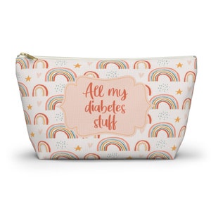 All My Diabetes Stuff Bag, Kids Girls Rainbow Diabetic Travel Zipper Pouch Diabetic Type 1 2 Accessory Medicine Child Gift Cases