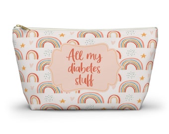 All My Diabetes Stuff Bag, Kids Girls Rainbow Diabetic Travel Zipper Pouch Diabétique Type 1 2 Accessoire Médecine Enfant Cadeau Étuis