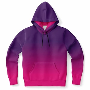 Pink Purple Ombre Hoodie, Gradient Tie Dye Pullover Men Women Adult Aesthetic Graphic Cotton Hooded Sweatshirt Pockets Designer Plus Size