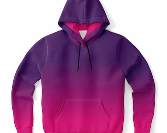 Pink Purple Ombre Hoodie, Gradient Tie Dye Pullover Men Women Adult Aesthetic Graphic Cotton Hooded Sweatshirt Pockets Designer Plus Size