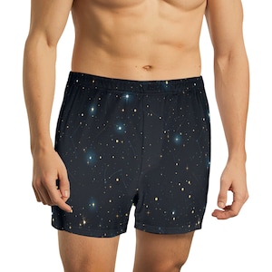 Constellation Men Pyjama Shorts, Space Stars Galaxy Short Schlaf Lounge PJ Böden Nachtwäsche Boxershorts männlich Jungs Pyjamas Soft