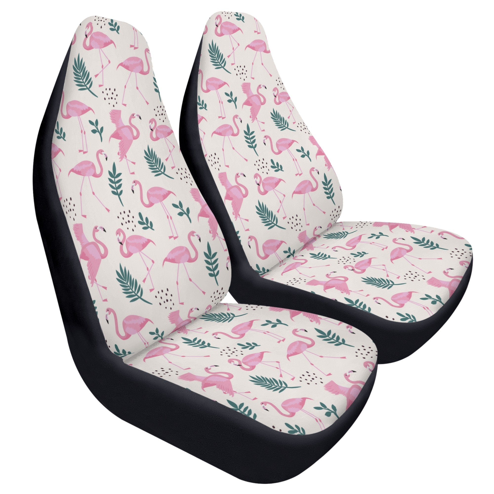 Housses De Siège Auto Phelika - Lot De 2 - Design Flamant Rose - Antidérapant - Lavable - Universelle Voiture/SUV