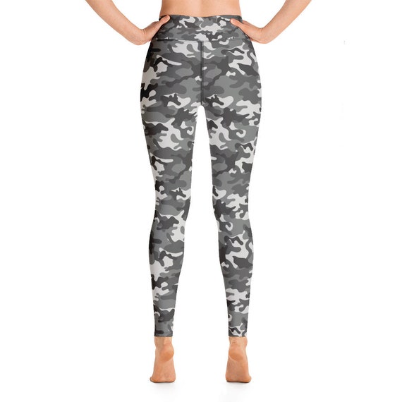 Grey Camo Yoga Leggings Women, Camouflage High Waisted Pants Cute Printed  Workout Running Gym Designer Tights -  Canada