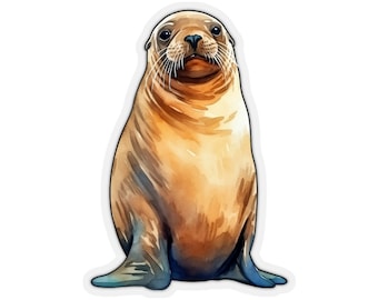 Sea Lion Sticker, Marine Ocean Animal Art Laptop Decal Vinyl Cute Waterbottle Tumbler Car Waterproof Bumper Clear Die Cut Wall