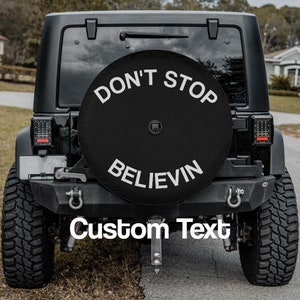 Custom Text Spare Tire Cover, Personalized Quote Extra Back Wheel Backup Camera Hole Unique Camping Camper Design RV Back Men Women Gift