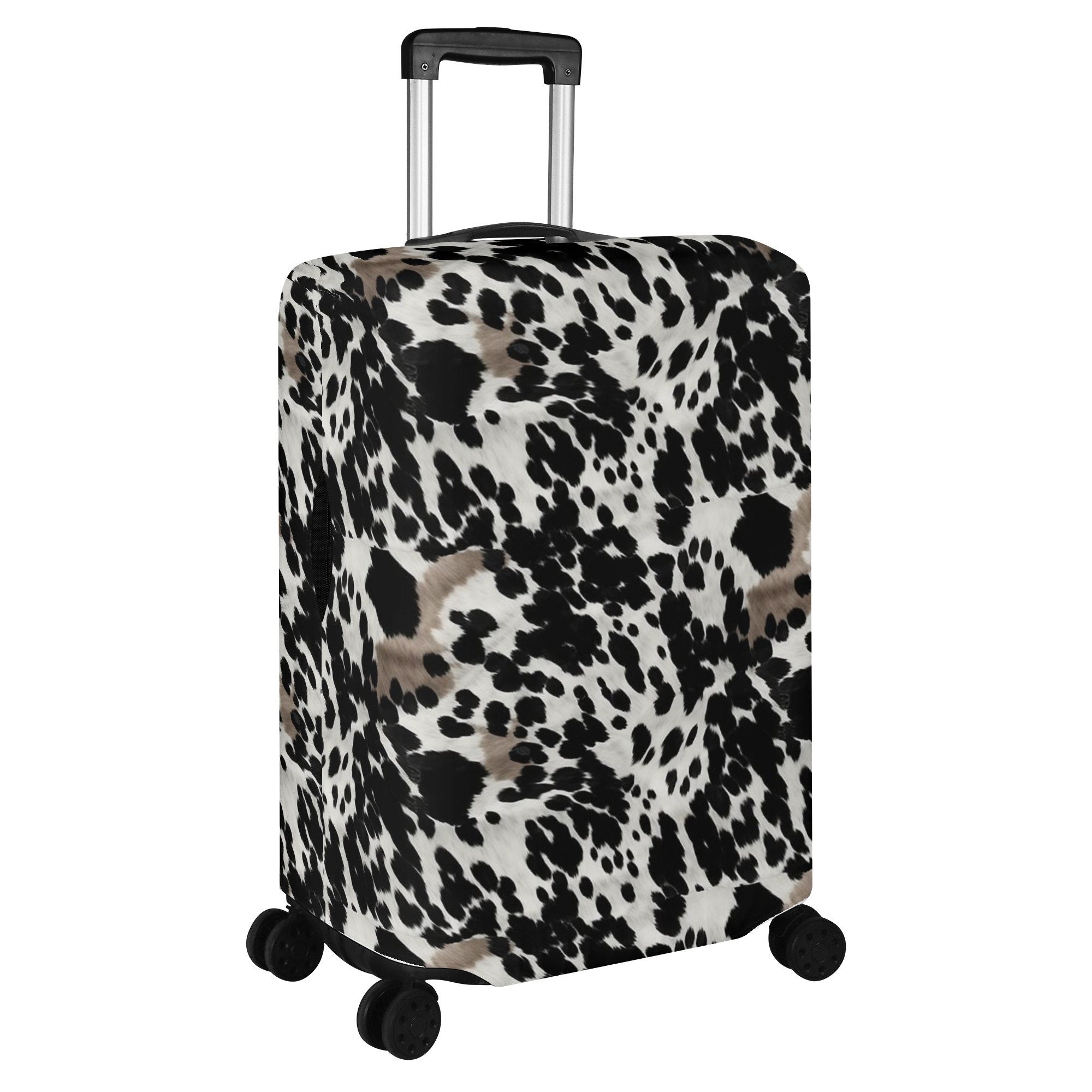 Pink Cow Pattern Print Luggage Cover Protector
