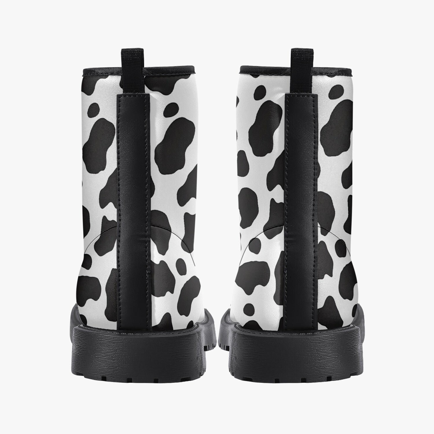 Women's Cow Print Ankle Booties - Black White Genuine Haircalf Western Boots Size 7