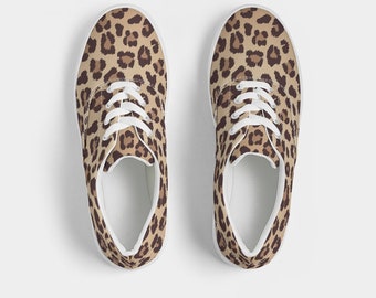 Leopardenmuster Damenschuhe, Animal Cheetah Sneakers Canvas Braun