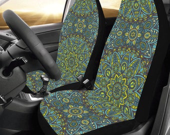 2 PCS Mandala Car Seat Covers Boho Lotus Print Front Auto Seat Cover Car Bucket Seats Protector Covers Universal 2 PCS Mandala Car Seat Covers Boho Lotus Print Front Auto Seat Cover Car Bucket Seats Protector Covers Universal