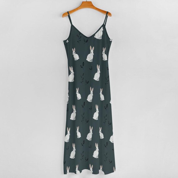 Bunny Maxi Dress, Rabbits Easter Green Long Spaghetti Straps Women  Sleeveless Casual Cute Designer Elegant Plus Size Cocktail Party Designer -  Etsy