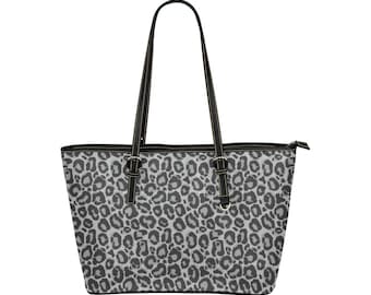 Sac fourre-tout gris léopard Sac à main, Animal Print Cheetah Print Handbag Femmes Haute Qualité Cuir Zip Top Petit Grand Designer Handmade Shoulder
