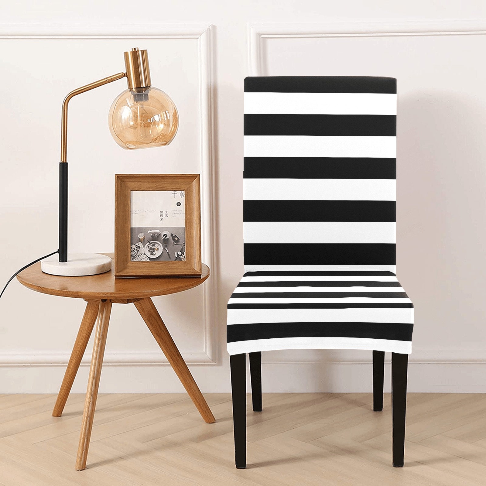 Black and white striped chair covers hotsell