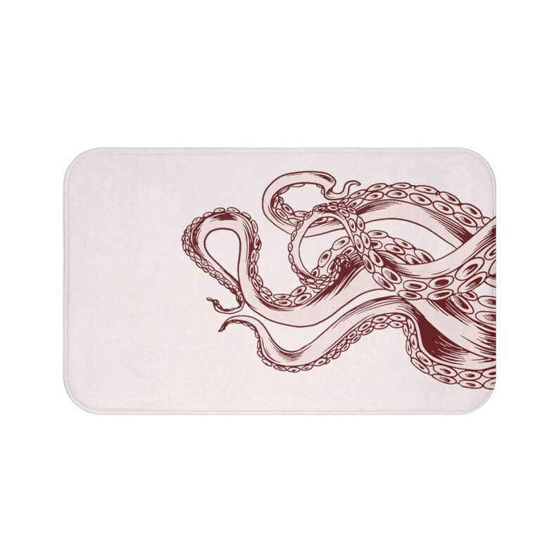 Octopus Bath Mat Bathroom Tentacles Nautical Sea Aquatic Etsy