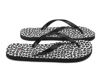 Chanclas de leopardo de las nieves animal print negro blanco calzado cómodo tanga sandalias verano mujer hombres estampado de playa slip de goma en los zapatos Zapatos Zapatos para mujer Sandalias Chanclas 