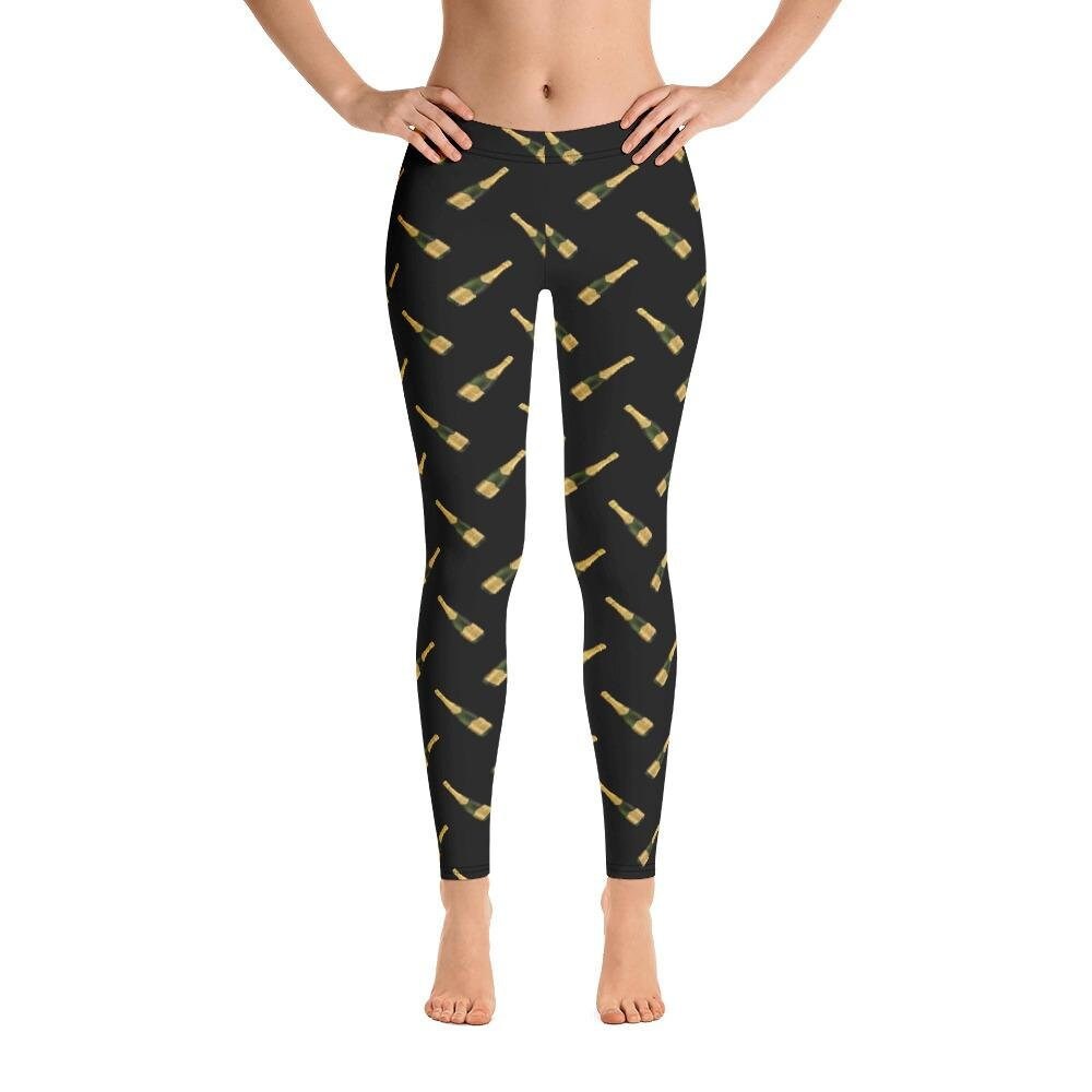 Champagne Bottle Print Leggings Printed 