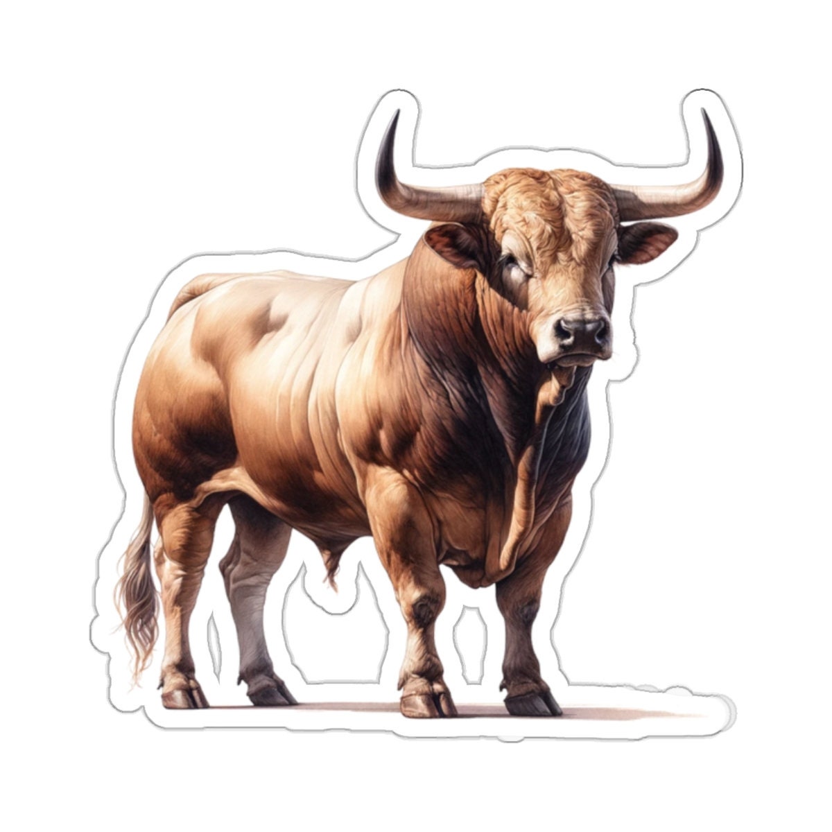 Bull Sticker Decal, Animal Watercolor Art Vinyl Laptop Cute Waterbottle ...