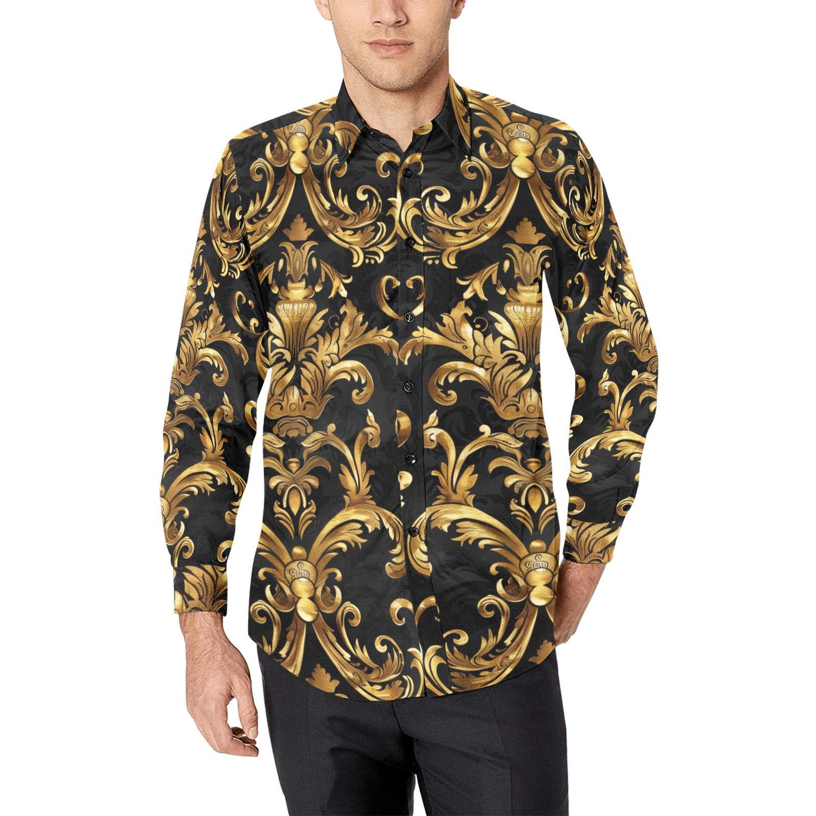 Mens Black and Gold Dress Shirt - Etsy