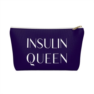 Insulin Queen Diabetes Bag, Fun Diabetic Supply Case, Insulin Pump Travel Bag, Gift Accessory Zipper Pouch Bag w T-bottom