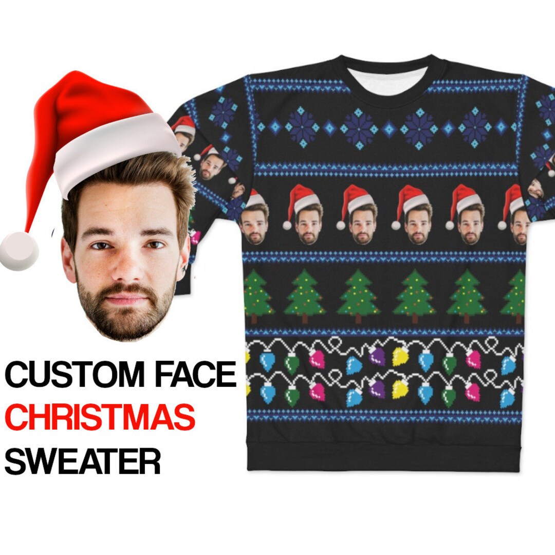 Ugly Christmas Sweater Custom Faces Sweatshirt Funny Selfie - Etsy