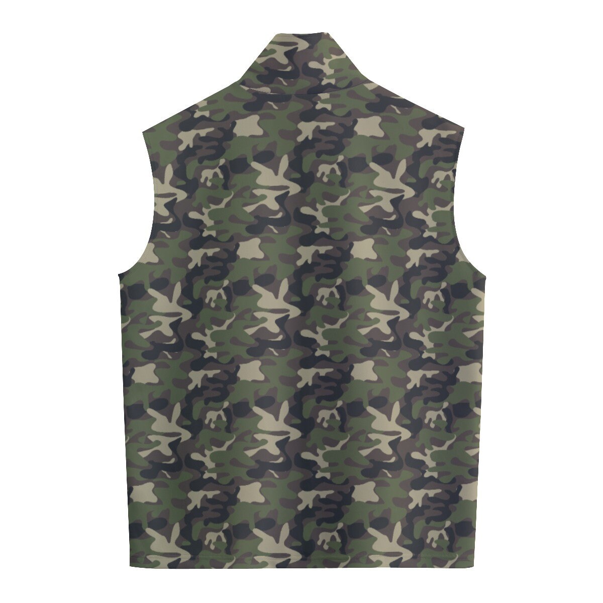 Camo Men Vest Stand-up Collar, Green Camouflage Army Guys
