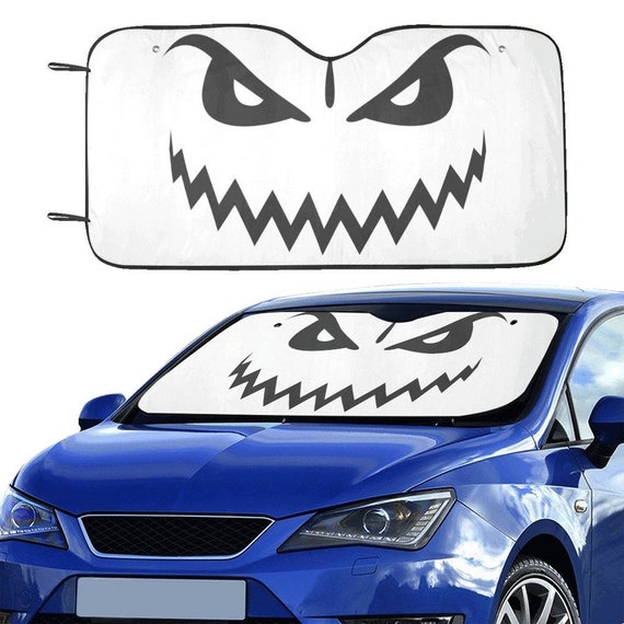 Monster Gesicht WindschutzScheibe Sonnenschirm, Evil Angry Horror Goth  Halloween Auto Zubehör Auto Protektor Fenster visier Siebdekor 55 x 29,53 -   Österreich