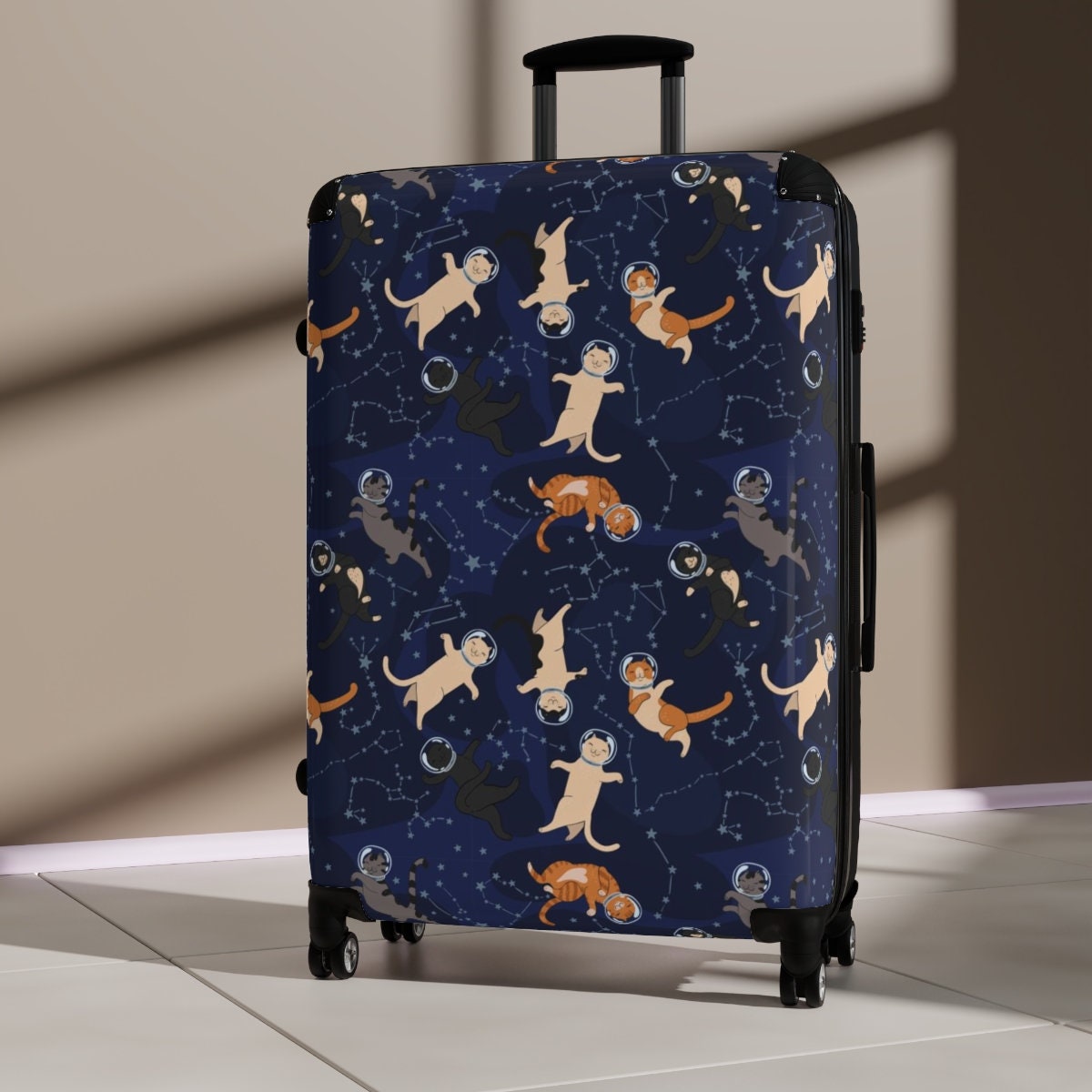 Cats in Space Cabin Suitcase , Constellation Cute Carry On Travel