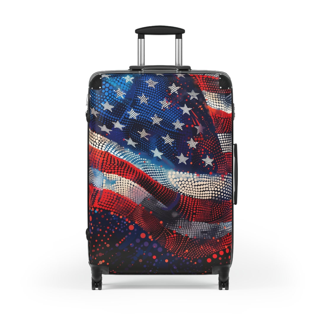 American Flag Suitcase Luggage USA Art Carry on 4 Wheels Cabin Travel Small Large Set Rolling Spinner Lock Decorative Hard Shell Case Etsy