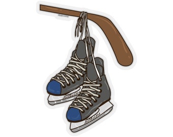 Hockey su ghiaccio Pattini Stick Decal, Sport Mamma Papà Laptop Adesivo Vinile Carino Bottiglia d'acqua Tumbler Auto Paraurti Estetica Etichetta Murale Die Cut