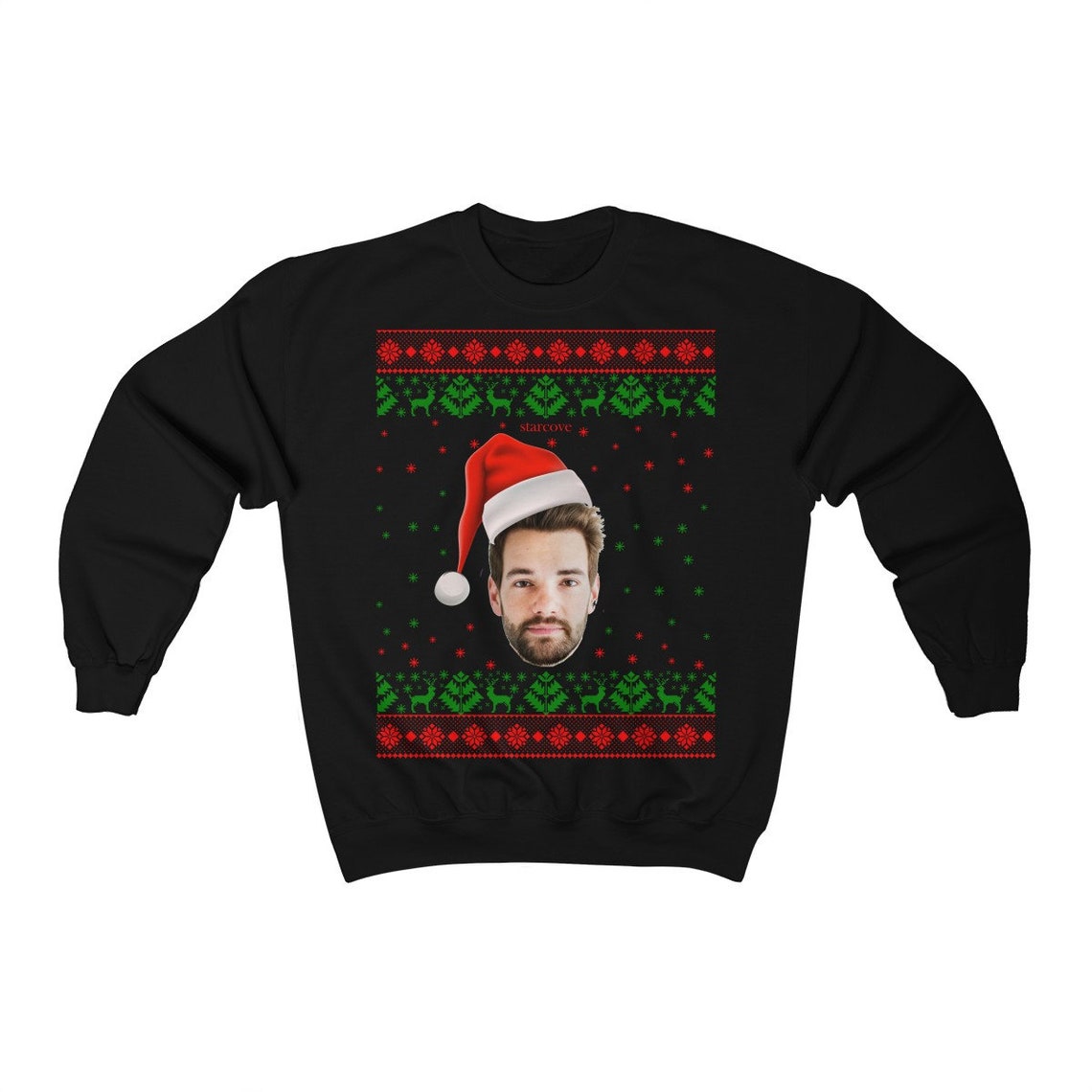 Custom Face Ugly Christmas Sweater Funny Xmas Red Sweatshirt Etsy
