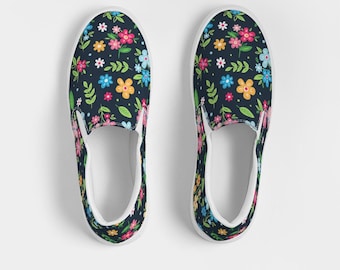 Buy Floral Women Slip on Canvas Shoes, Ditsy Daisy Flowers Print