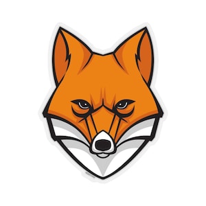 Fox Head Sticker, Animal Orange Laptop Decal Vinyl Cute Waterbottle Tumbler Car Bumper Aesthetic Label Wall Mural