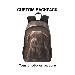 Custom Backpack, Photo Picture Dog Face Personalized Men Women Kids Gift Him Her School College Waterproof Side Mesh Pockets Aesthetic Bag