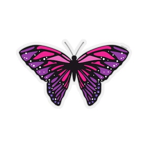 Roze paarse vlinder sticker, dierlijke laptop sticker vinyl leuke waterfles tumbler auto bumper esthetische gestanste muurschildering